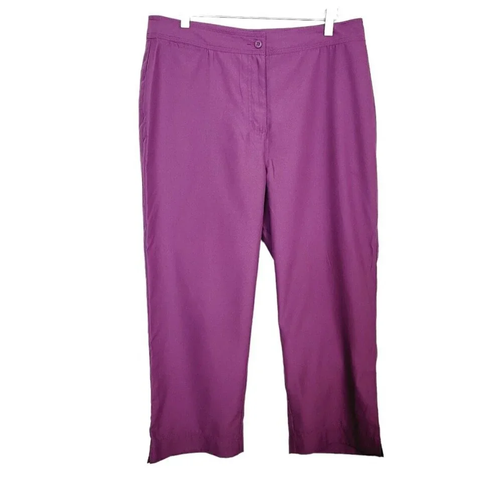 L.L. Bean Sz 16 Capri Pants Berry Purple Outdoors Hiking Camping Breathable EUC